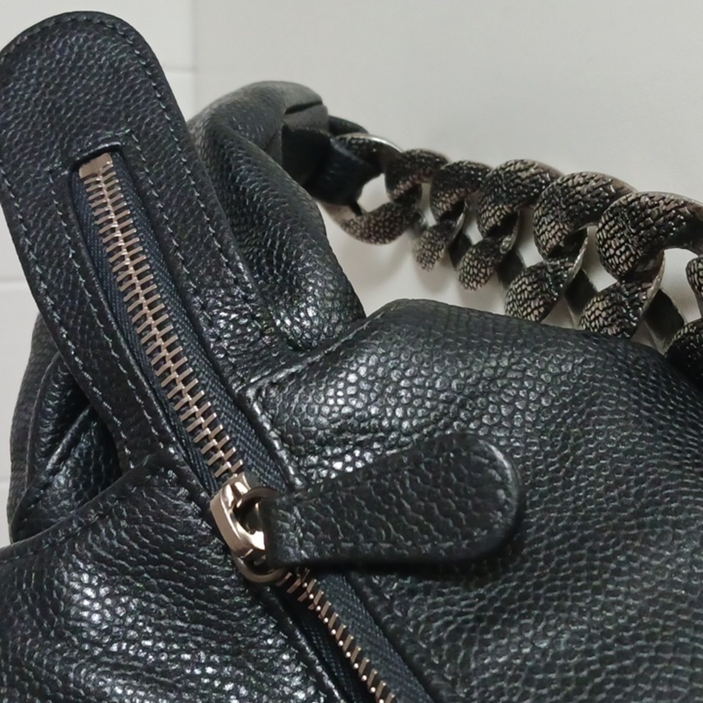 Chanel Black Caviar Leather Hobo W Chain Strap Bag. - Picture 9 of 12